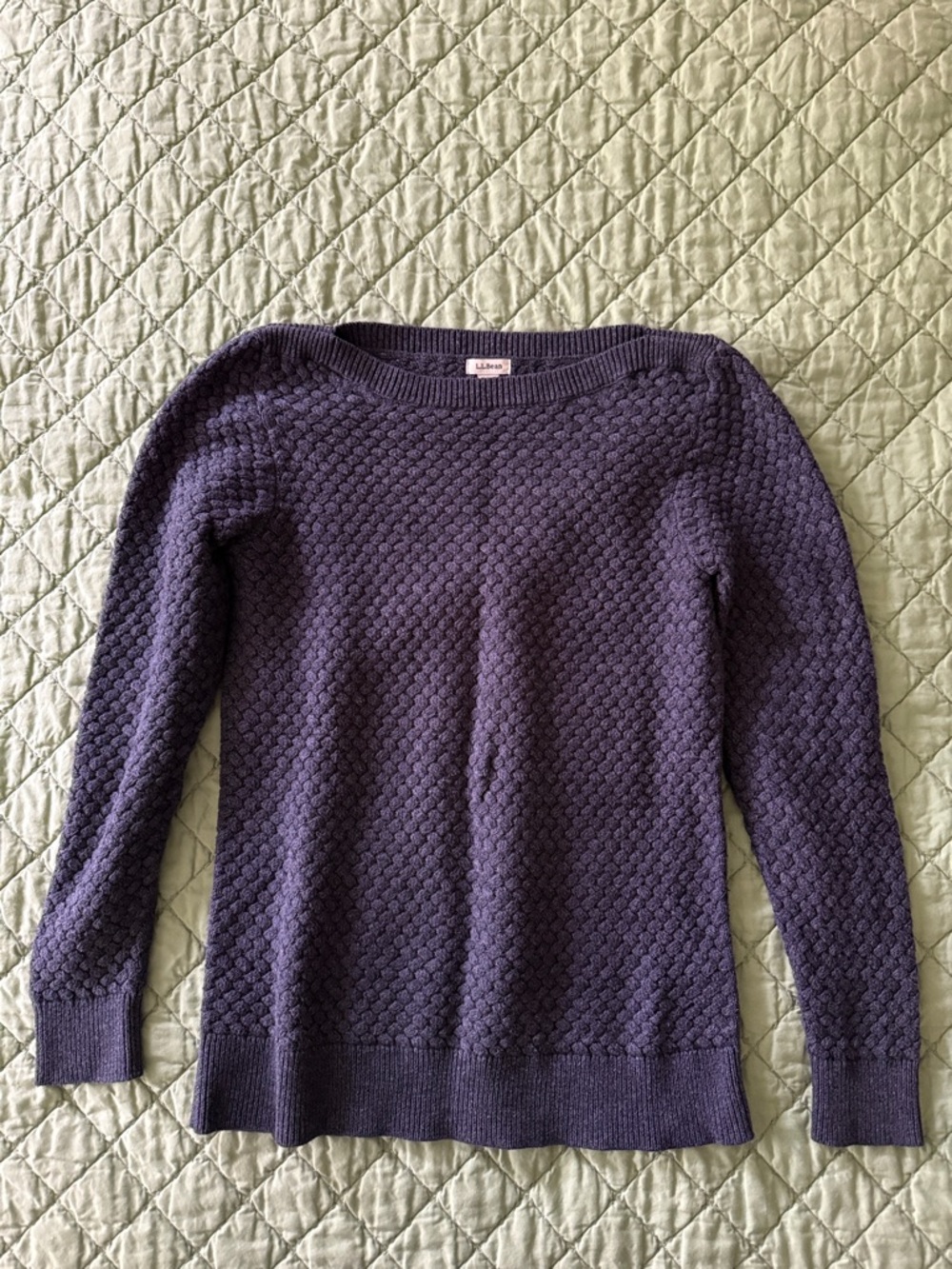 L.L. Bean Textured Cotton Sweater Blue Small
